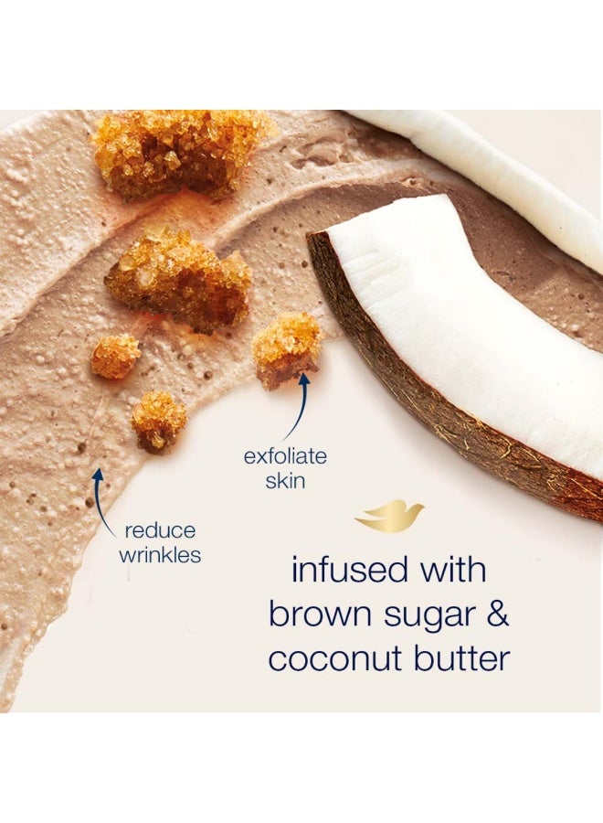 دوف مقشر الجسم دوف للبشرة الجافة بالسكر البني وزبدة جوز الهند، يقشر ويرطب بلطف لبشرة ناعمة وملساء على الفور، مكونات طبيعية، خالٍ من الكبريتات، برائحة جوز الهند، 298 غرام - Image 3